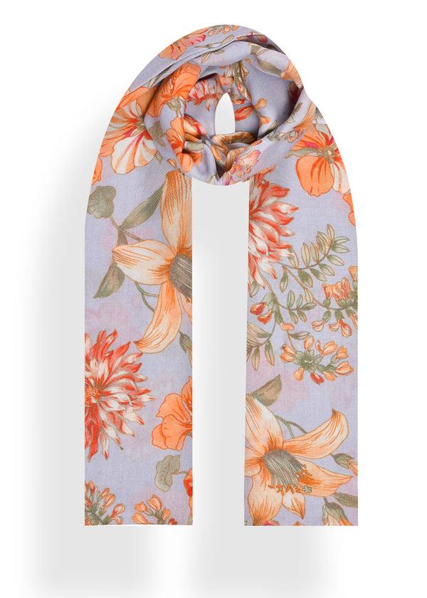 janavi Flower Orchard Print Stole in Shahbano Twill