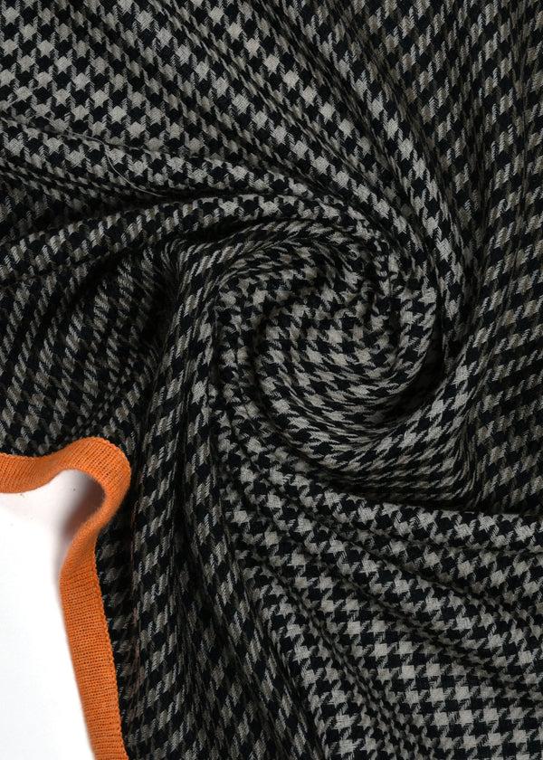 Janavi Houndstooth Stole With Piping Border In Merino