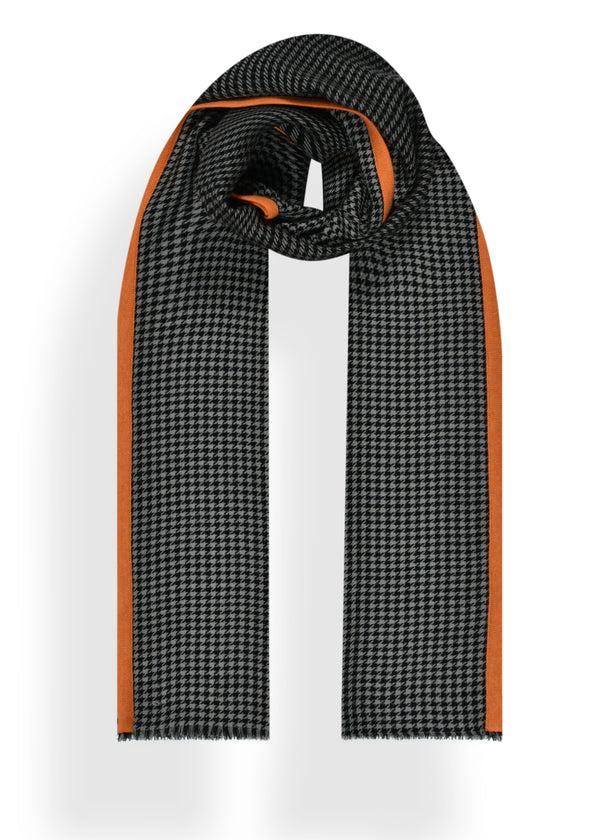 janavi Houndstooth Stole with Piping Border in Merino