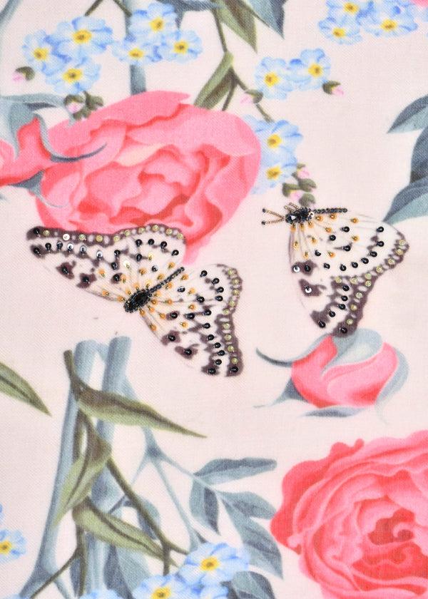 Janavi Bed Of Roses In Wool Silk