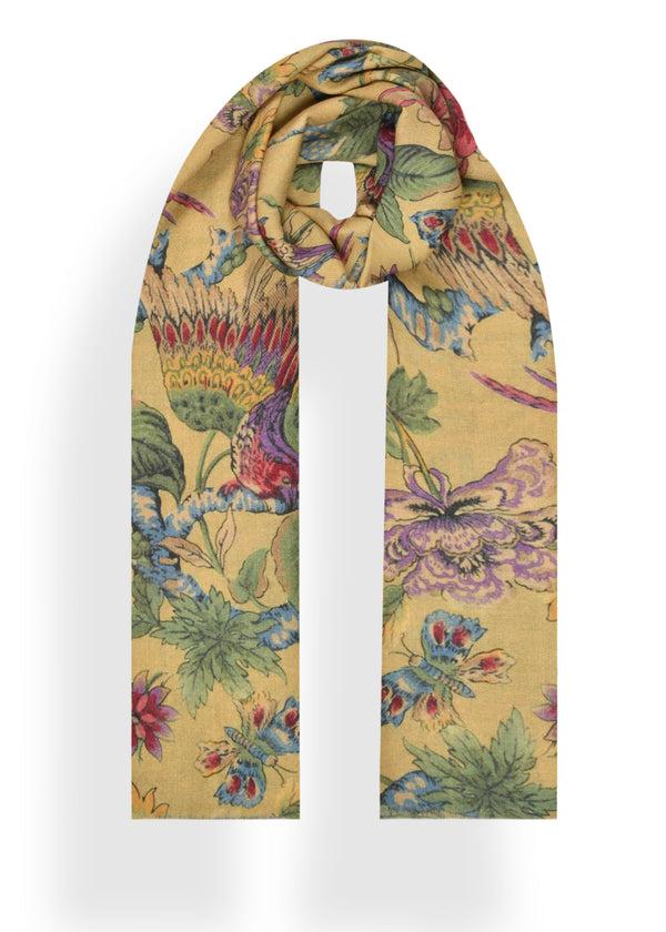 janavi Bird Print Stole in Shahbano Twill