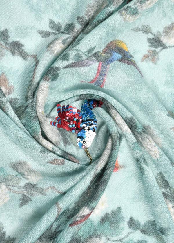 Janavi Birds In Wool Silk