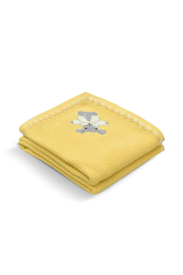 Janavi Bunny Breeze Text Knit Blanket In Cotton
