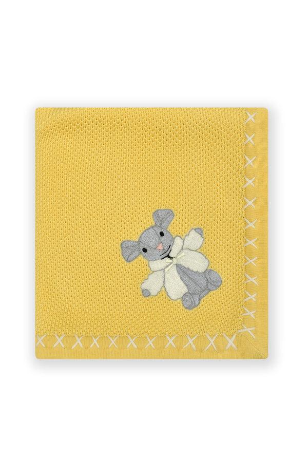 Janavi Bunny Breeze Text Knit Blanket In Cotton