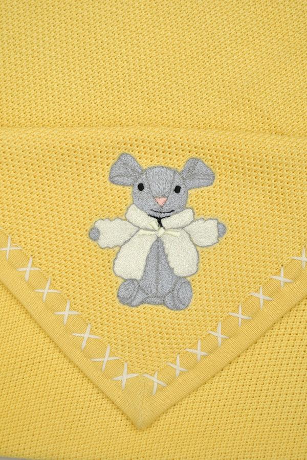 Janavi Bunny Breeze Text Knit Blanket In Cotton