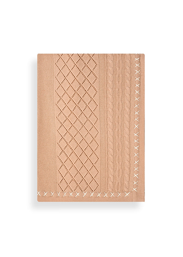 Janavi Cable Diamond Baby Set In Cashmere