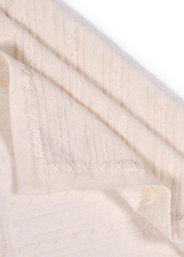 Janavi Cable Knit Baby Blanket In Cashmere
