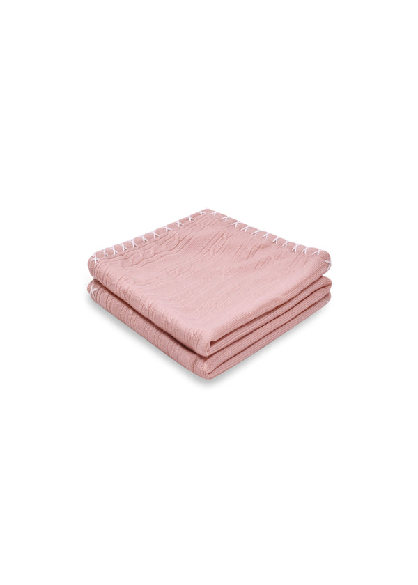 janavi Cable Knit Baby Blanket in Cashmere