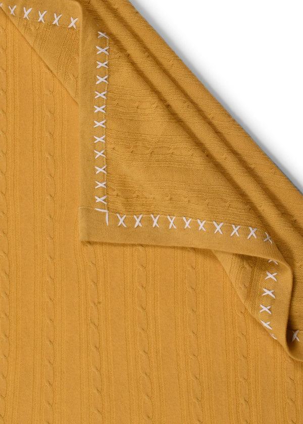 Janavi Cable Knit Baby Blanket In Cashmere