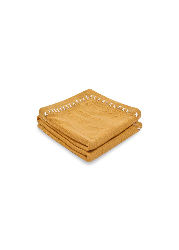 janavi Cable Knit Baby Blanket in Cashmere