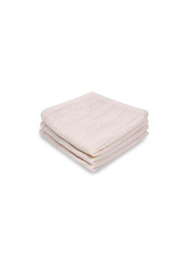 janavi Cable Knit Baby Blanket in Cashmere