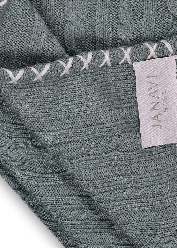 Janavi Cable Knit Blanket In Merino