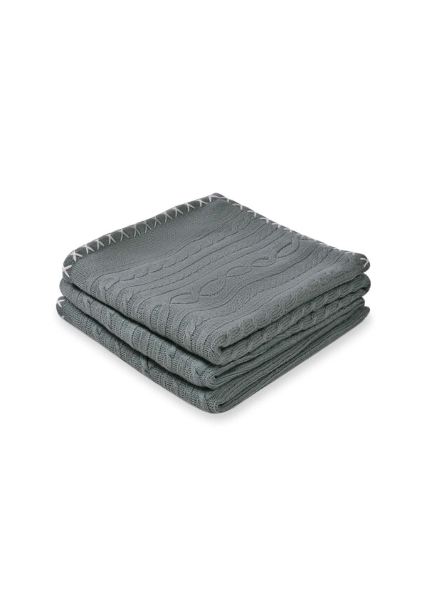 janavi Cable Knit Blanket in Merino