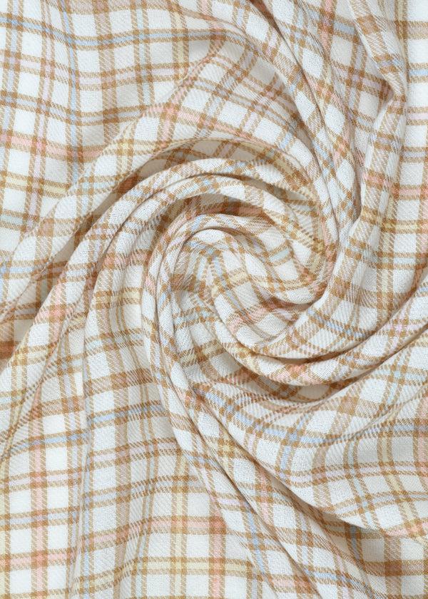 Janavi Check With Stripe Border In Merino