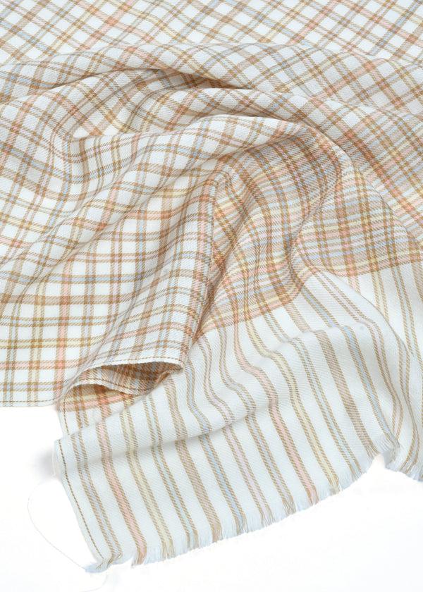 Janavi Check With Stripe Border In Merino