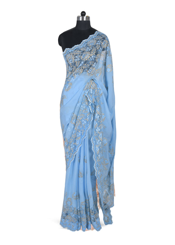 Janavi Classic Metallic Saree In Silk Flat Chiffon