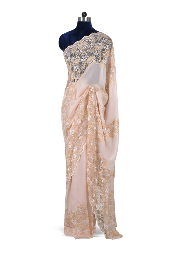 janavi Classic Metallic Saree in Silk Flat Chiffon