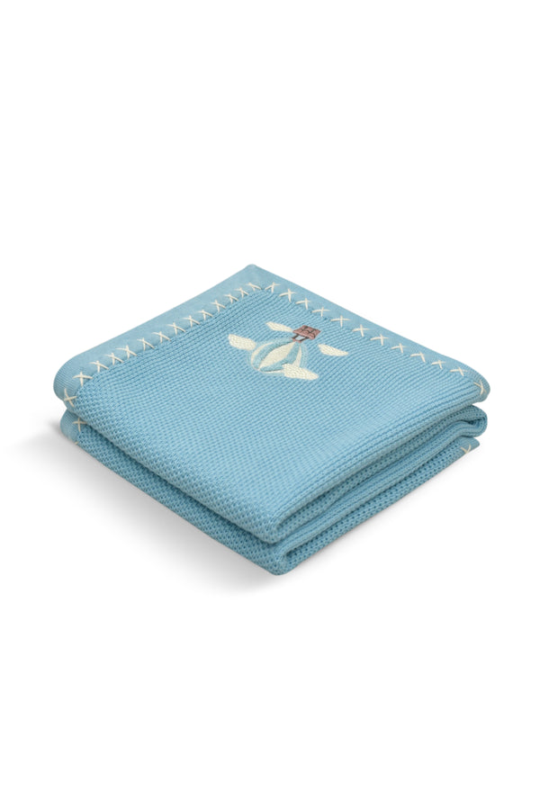 Janavi Dreamy Skies Text Knit Blanket In Cotton