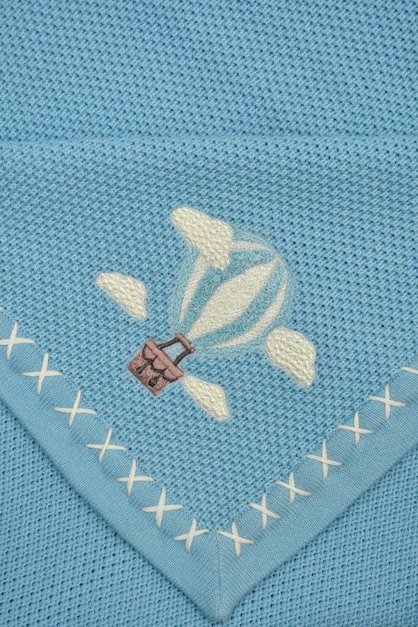 Janavi Dreamy Skies Text Knit Blanket In Cotton