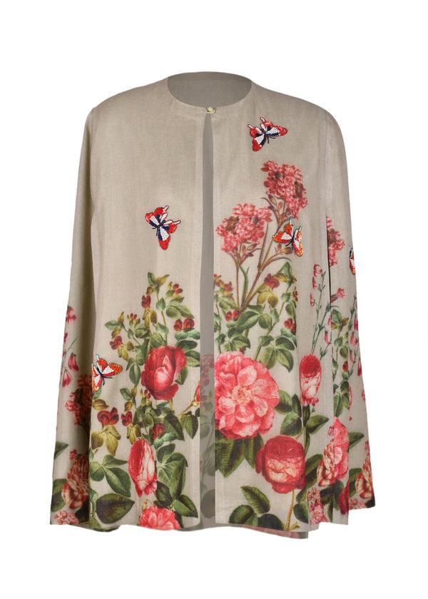 janavi Floral Print in Wool Silk