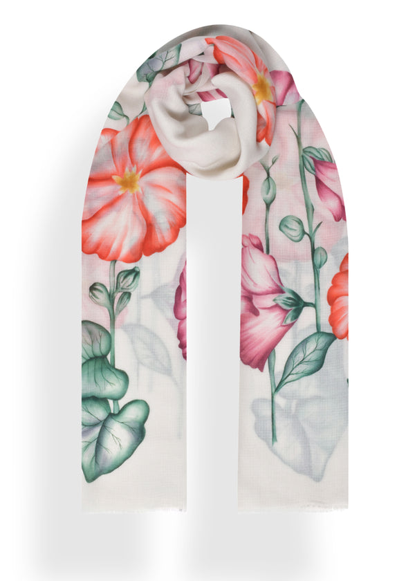 janavi Hollyhocks Flowers in Cashmere