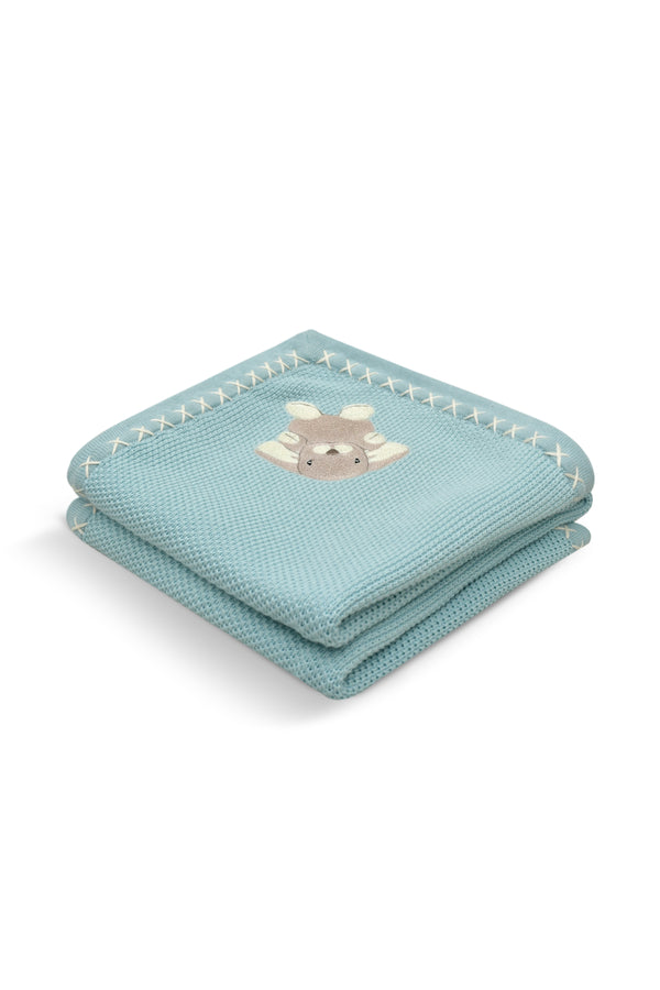 Janavi Hop & Hug Text Knit Blanket In Cotton