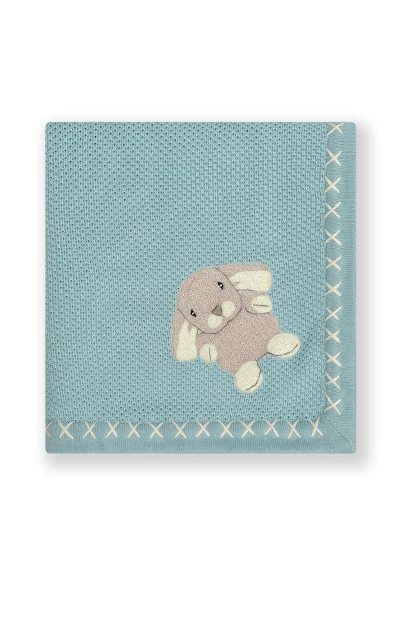 Janavi Hop & Hug Text Knit Blanket In Cotton