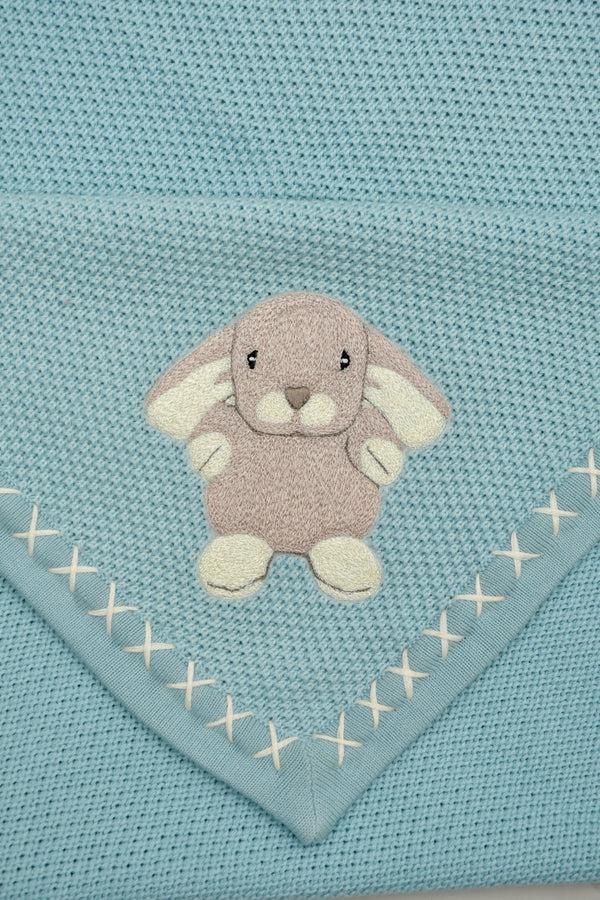 Janavi Hop & Hug Text Knit Blanket In Cotton