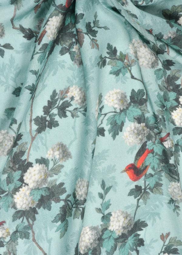 Janavi Kingfisher Dreams Print In Wool Silk