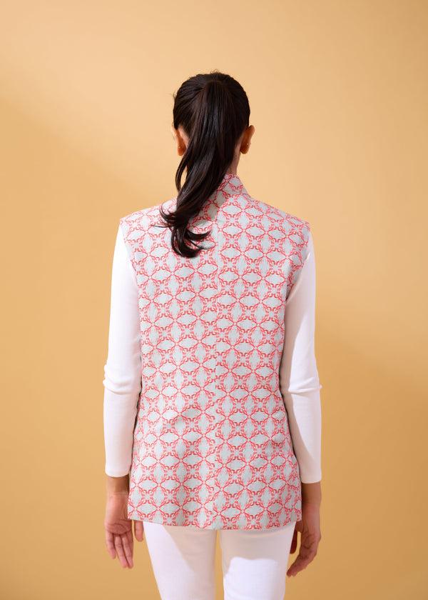 Janavi Lobster Nehru Jacket In Linen