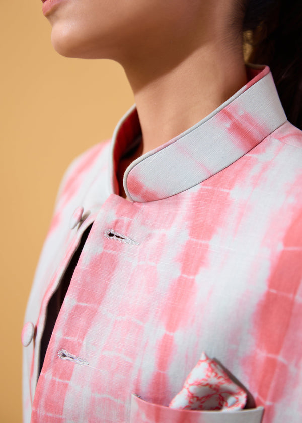 Janavi Lobster Nehru Jacket In Linen