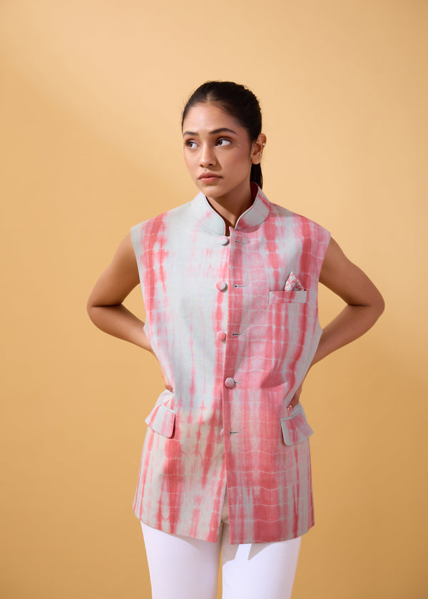 Janavi Lobster Nehru Jacket In Linen