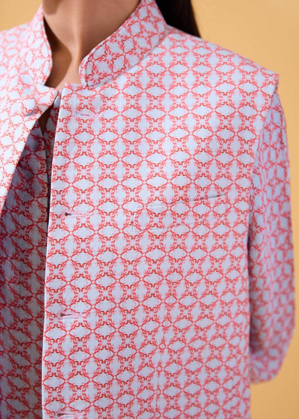 Janavi Lobster Nehru Jacket In Linen