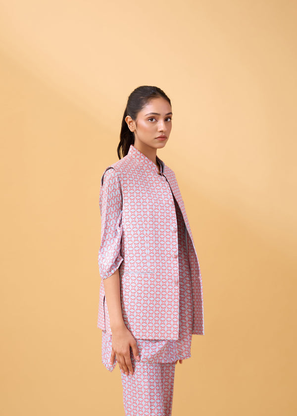 janavi Lobster Nehru Jacket in Linen