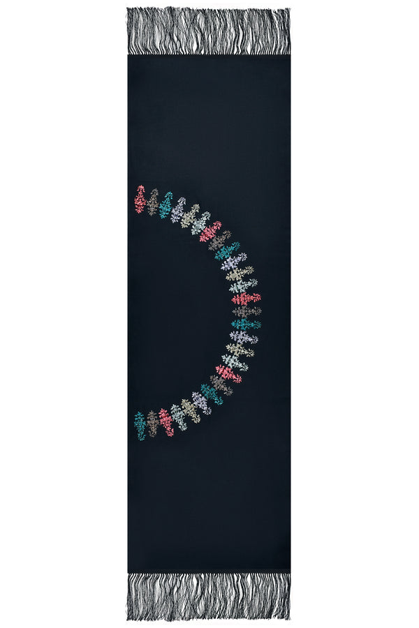 Janavi Metal Floral Half Circle In Cashmere Silk