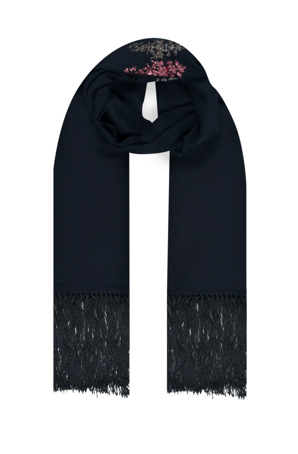 janavi Metal Floral Half Circle in Cashmere Silk