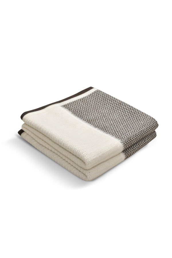 janavi Midnight Border Blanket in Cashmere Blend