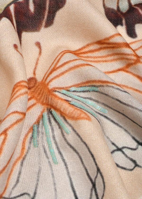 Janavi Motif On Print In Wool Silk