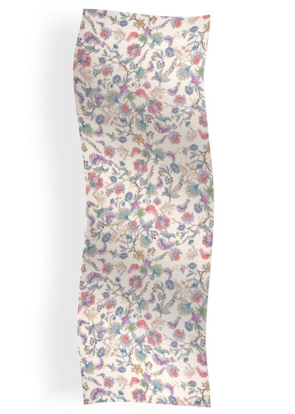 Janavi Multicoloured Flowers In Wool Silk