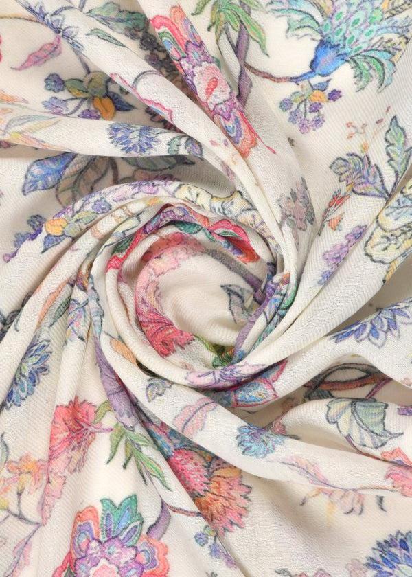 Janavi Multicoloured Flowers In Wool Silk