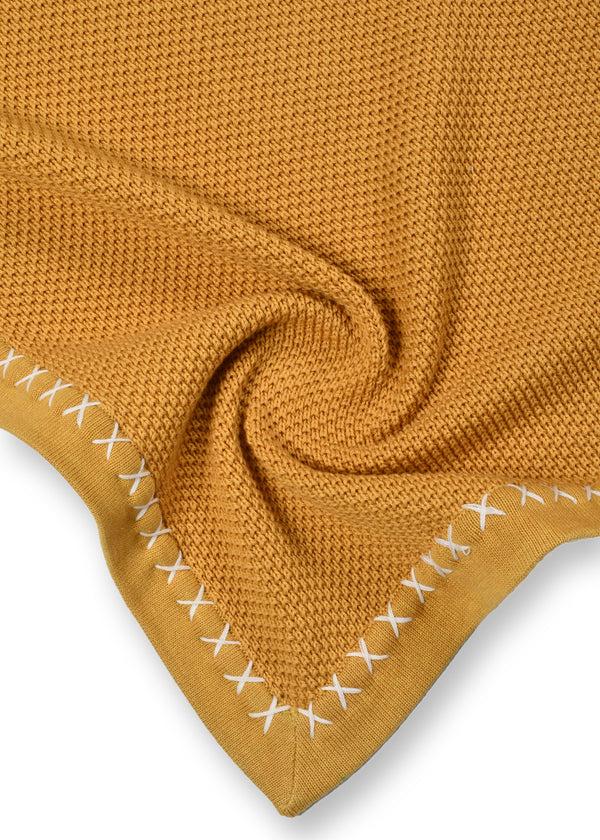 Janavi Ochre Baby Blanket In Cotton