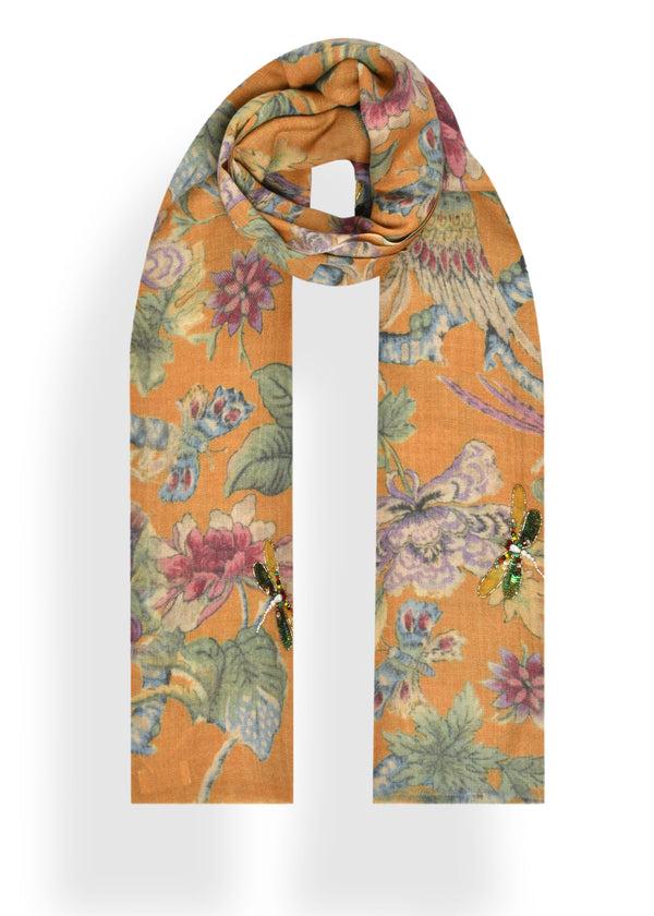 janavi Ochre Foliage in Shahbano Twill