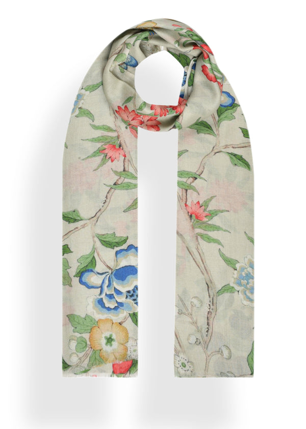 janavi Parrots and Butterfly Print in Wool Silk