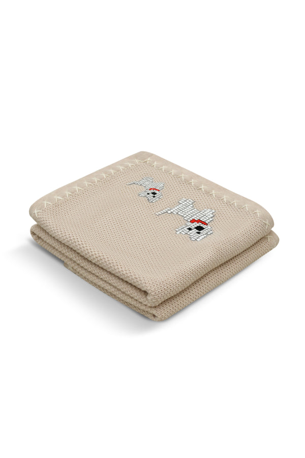 Janavi Tiny Tails Text Knit Blanket In Cotton