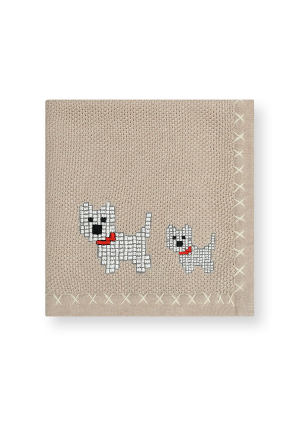 Janavi Tiny Tails Text Knit Blanket In Cotton