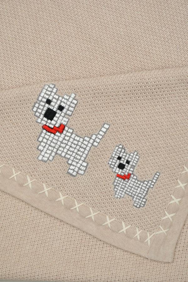 Janavi Tiny Tails Text Knit Blanket In Cotton