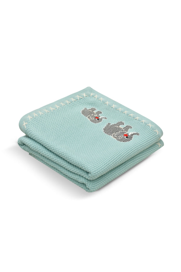 Janavi Trunk March Text Knit Blanket In Cotton