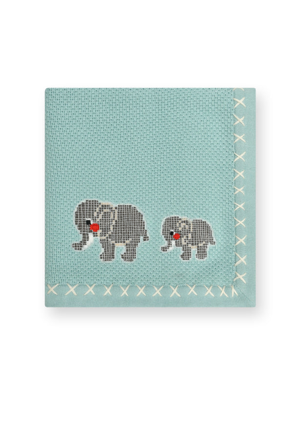 Janavi Trunk March Text Knit Blanket In Cotton