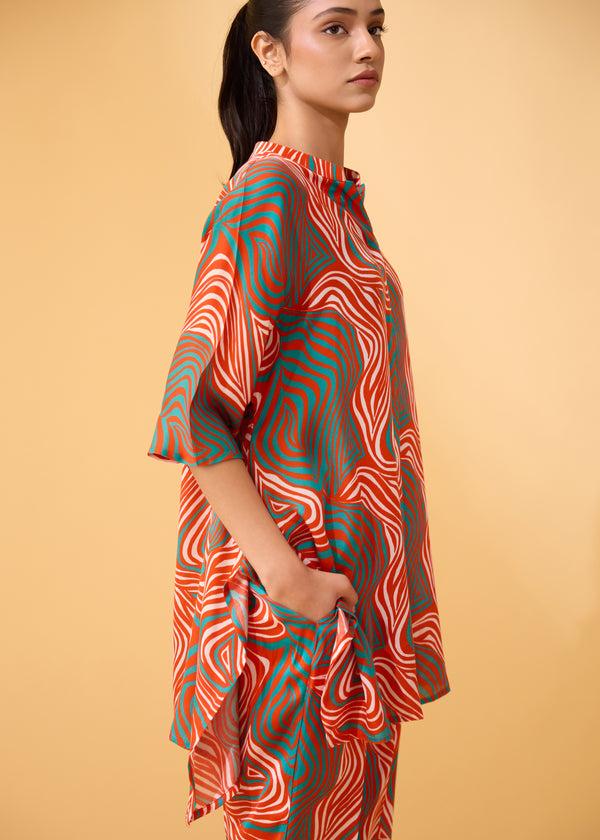 Janavi Waves Set Flapper Rust & Green