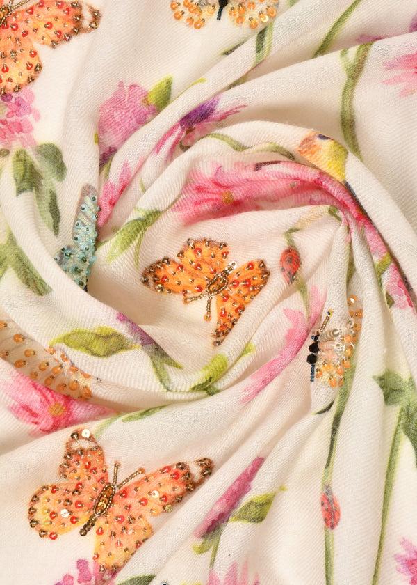Janavi Wings To Fly Print In Wool Silk